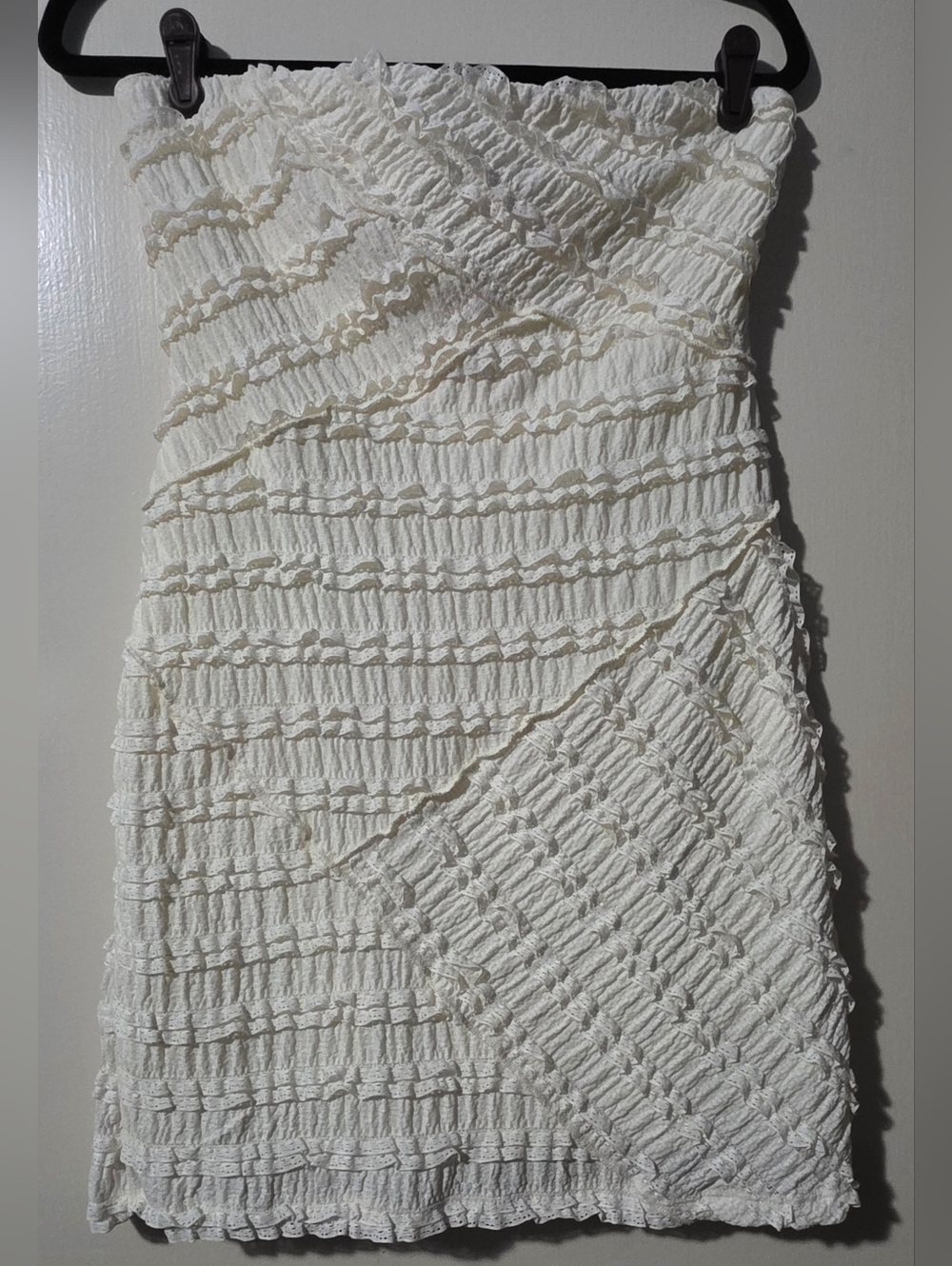 Altar'd State Ivory Strapless Ruched Tube Dress (Fits Like LARGE)